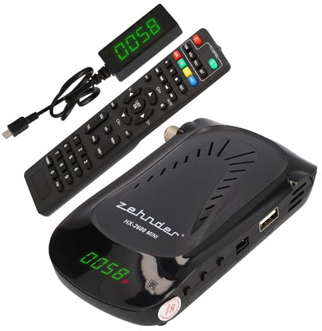 [ Test SEHR GUT, Note 1.2 *] Zehnder HX 2600 Mini Digital Sat Receiver mit Aufnahmefunktion, HD fähig, für Satellitenschüssel Satelliten Satellit TV Fernseher, mit HDMI & lernbare Fernbedienung