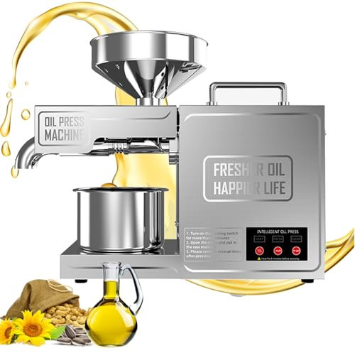 Prensa de aceite de prensa en frío, prensa automática de aceite de acero inoxidable con prensa en frío y caliente, prensa en frío de múltiples semillas para cocinas comerciales domésticas