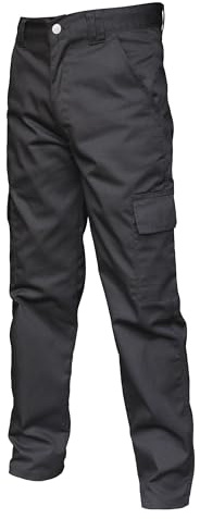 FNT Workwear Men's Multi Pockets Cargo Combat Work Trousers Work Pants with Button (UK, Waist & Inseam, 34, 31, 1, Black)