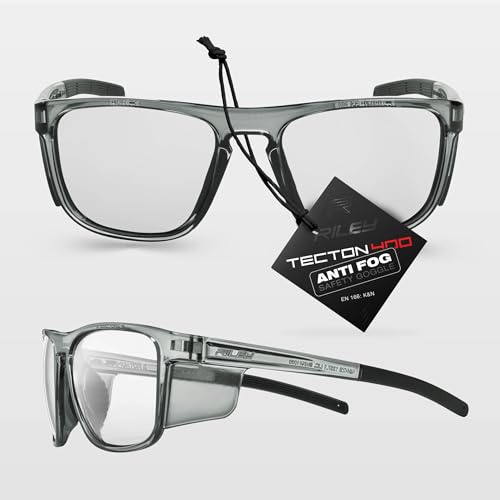Riley Navigator X Premium Safety Glasses for Work – Anti-Fog, Scratch-Resistant Protective Work, Sports & Cycling Glasses - UV400 Safety Sunglasses Men & Women Suitable Eyewear - Clear Lens