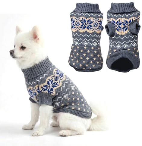EDLMKM Dog Jumpers Knitted Turtleneck, Warm and Soft Winter Jacket Small, Comfortable Puppy Sweater for Winter, Pet Outfit Pullover for Dogs Cats, Cold Weather Knitted Clothes, Pet Wearing Costume