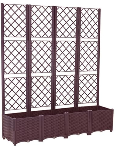 Labasuan Fioriera da giardino con traliccio, fioriera in rattan e plastica, aiuola rialzata per esterni con foro di drenaggio, per piante rampicanti e fiori in giardini e patii(4 pieces)