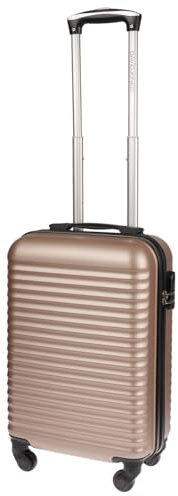 Christian Wippermann Koffer Handgepäck - Leichter Goldener Hartschalenkoffer mit Sicherheitsschloss, 4 Rollen 360 Grad, Teleskopgriff, Nur 2,3kg - Handgepäckkoffer nach IATA Standard für Kurzreisen