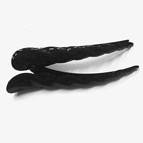 Trade Shop - 2 Fermaglio Pinza Nero Molletta Ferma Capelli Coccodrillo Parrucchiere Forcine