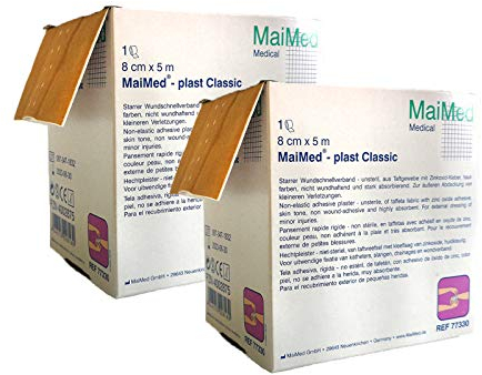 2 x MaiMed Plast Classic Wundschnellverband Pflaster Verband Wundpflaster 8 cm x 5 m (insgesamt 10 Meter) SET