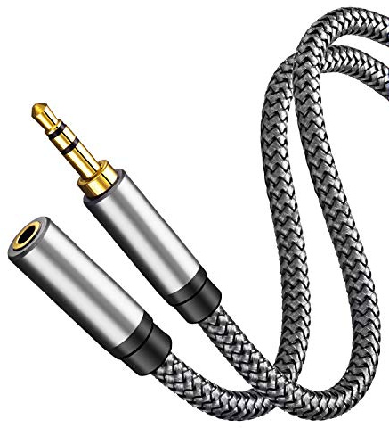 Tan QY Audio Extension Cable 1.5Ft,Audio Auxiliary Stereo Extension Audio Cable 3.5mm Stereo Jack Male to Female for Phones, Headphones, Speakers, Tablets and More(1.5Ft/0.5M)