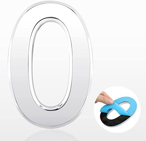 AONAT Self Adhesive Mailbox Numbers 3D 2.8'' Door House Numbers Stickers Street Address Numbers Mailbox Sign Home Office Room - 0 (Silver)