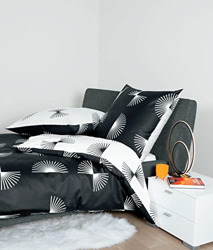 Janine Mako-Satin Bettwäsche J. D. 135x200 cm + 80x80 cm schwarz