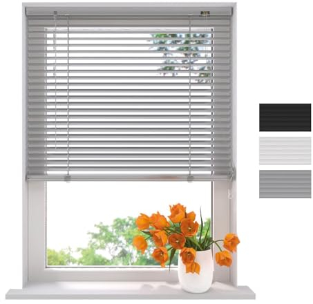 Radeco® Aluminium Jalousie 180 x 175 cm Silber 25mm lamellen, Größen von 40 bis 220 Breite, Fenster jalousien innen, lamellenrollo, Jalousie Aluminium, Jalousie 180 cm breit