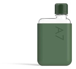 memobottle A7 (Moss Green) Bundle - 6oz (180ml) - Bottle, silicone sleeve & lid | Compact Flat Bottle for Bags & Pockets | BPA Free Tritan | Modern & Minimalist | For Gym, Work & Travel