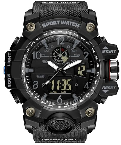 findtime Mens Military Watch Digital Analogue Watches Waterproof Sport Tactical Outdoor Wristwatch Big Face Alarm Stopwatch LED Wrist Watch for Men