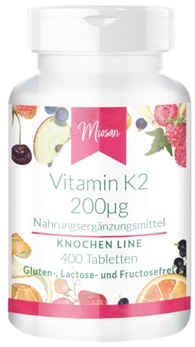 Vitamin K2 200μg - 400 Tabletten - KNOCHEN LINE - 200μg pro Tablette – Herstellung & Laborprüfung in Deutschland | MIOSAN® CLUB - Exklusives Wohlbefinden