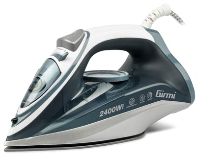 Girmi ST51 Ferro da Stiro A Vapore, Alta potenza 2400 W, Piastra in Ceramica, Impugnatura ergonomica, Capacità 250 ml, Funzione Anti-calcare, Anti-goccia, Auto-pulizia