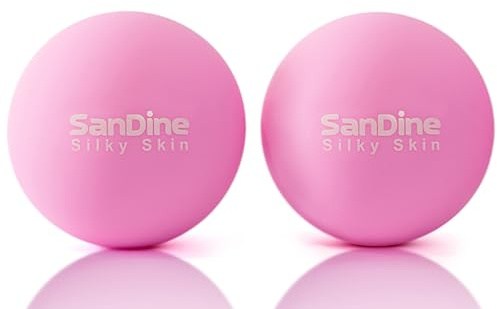 Lacrosse Massage Balls for Deep Tissue Massage - Release Tension Relieve Muscle Soreness Improve Flexibility - Ideal for Myofascial Release Trigger Point Therapy - 2Pack Yoga Balls by Sandine (Pink)