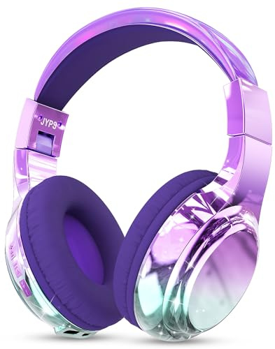JYPS Kids Headphones Wireless,Metallic Childrens Bluetooth Headphones with Mic,Wireless & Wired Kids Headphones Over Ear for Teenage Girls,Toddler Headphone for iPad/Fire Tablet/School