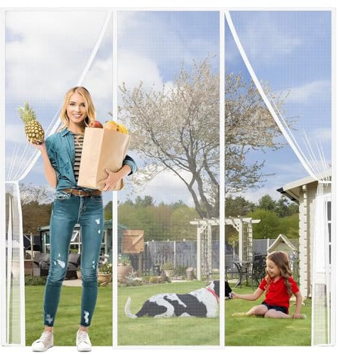 Puerta de pantalla magnética 150x190cm Blanco Anti insectos, moscas, mosquitos, cortina antimoscas, cortina antimoscas, puertas de balcón, puertas correderas