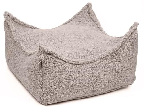 MEOWBABY Sitzsack Quadrat für Kinder - Sitzpouf Kindermöbel Indoor Pouf, Bearly, Hellgrau