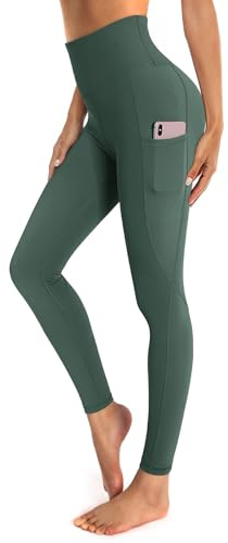 OUGES Damen Sport Leggings High Waist Leggins Yogahose Blickdichte Sporthose mit Taschen S