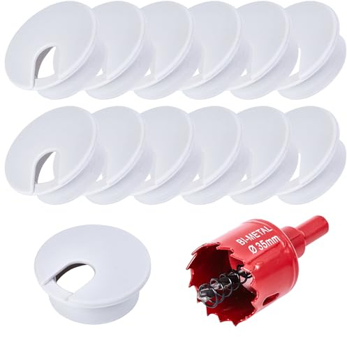 Kabelgenomföring skrivbord kabelgenomföring vit hålsåg 80 mm (white35 mm 12 st holesaw)