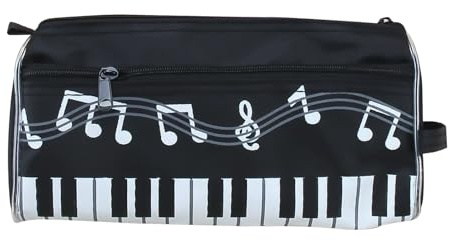 MEISH Estuche grande con temática musical, notas musicales, teclado de piano, estuche portátil, bolsa de papelería, suministros de oficina para adolescentes y niños