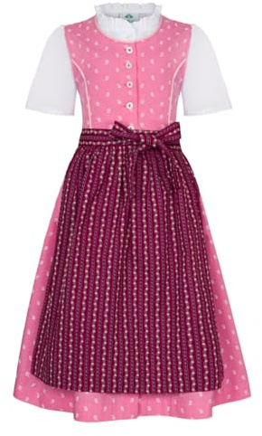 Isar-Trachten Enfants Dirndl 3 pièces robe chemisier tablier fille Oktoberfest église wey mariage excursion du dimanche avec motif floral