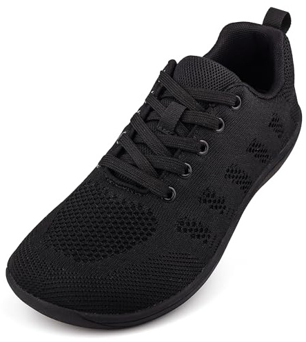 MINBEI Chaussure Pieds Nus Femmes Wide Barefoot Chaussures Minimalistes Baskets Running pour Femme Athlétiques Plat Marche Sneakers Noir 38 EU