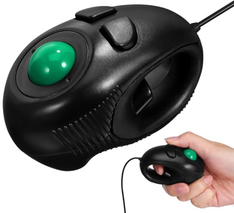 Operitacx Mini Trackball Mouse 4D Usb Powered Finger Handheld Mouse with 3-Button Design Thumb-Controlled Page Scrolling off-Table Operation for Laptop and Desktop Portable for Travel