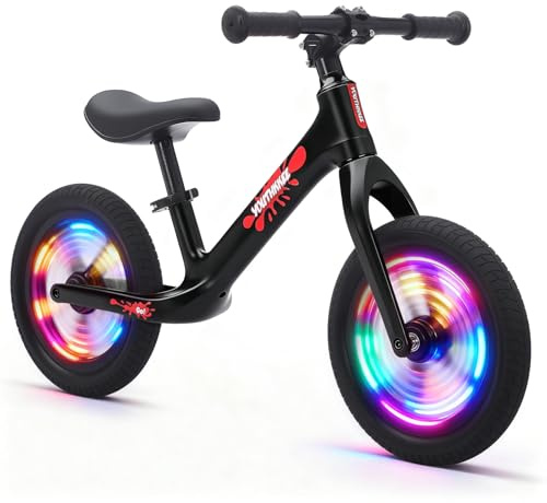 Youthkkee Toddler Balance Bike 2 Year Old, Colorful Lighting 12 Inch No Pedal Kids Toy Bike, Tool-Free Adjustment, Quick Assemble,Gift for 2-5 Boys Girls