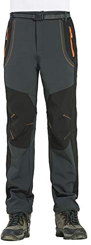 Mens Waterproof Ski Pants - Windproof Thermal Fleece Lined Trousers With Zip Pockets For Skiing, Hiking Warm Thicken Padded Windproof Ski Pants
