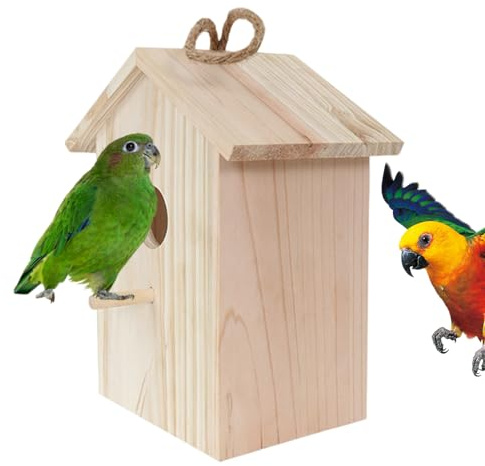 Caseta para pájaros de Exterior, Refugio de Madera Apto para anidar con Ventana Transparente – con – para Patio, árbol, Patio, Invierno, balcón y jardín