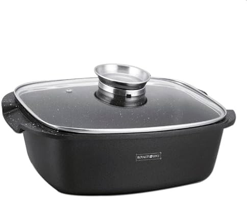 Rostiera con Coperchio in Vetro Antiaderente – Teglia da Forno con Rivestimento Effetto Pietra, Casseruola Rettangolare per Arrosti, Pollo, Carne e Verdure – Adatta a Forno e Piano Cottura (32CM)