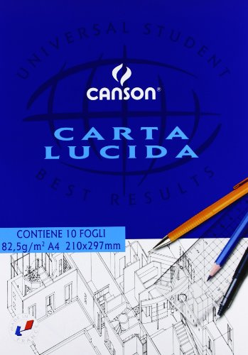Canson 200005825 Blocco Disegno a Carta Lucida, 1 confezione con 10 fogli
