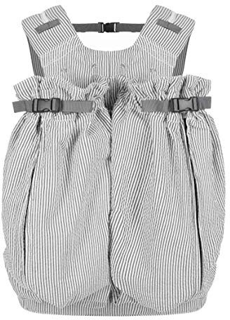 Weego TWIN – Die Original Babytrage für Zwillinge direkt nach der Geburt (bereits ab 1.800 Gramm) - einfach zu bedienen, ergonomisch, OEKO-TEX 100 - Modell „Grey & White Seersucker“