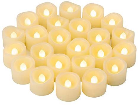 CANDLE IDEA 24 PCS LED Flameless Flickering Tea Lights Votive Candle Battery Operated/Electric Flicker LED Tealight Bulk Fake Candles for Halloween Christmas Wedding Party Decorations (Warm White)