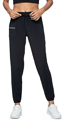Haowind Pantalon de jogging pour femme avec poches taille élastique pour entraînement, sport, gym, yoga, course à pied
