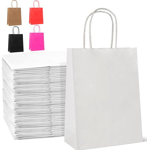 HAUSPROFI 30pcs Kraft Paper Bags for Gifts, Food & Sweets, Strong Carrier Bags with Twisted Handles for Kid Parties, Weddings, Thicken 130gsm
