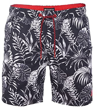 Riverso Short de bain pour homme RIVKai - Coupe régulière - Short de bain - Maillot de bain - Short de sport - Poches avec cordon de serrage - Élastique à la taille - Motif - Noir, bleu, vert, olive