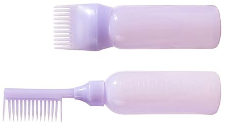 Almencla Lot de 2 Flacons Peigne à Racines, Brosse pour Huile Capillaire, Flacon Souple Gradué, Brosse pour Flacon Vide, Brosse pour Teinture Capillaire, violet