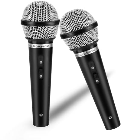 2 Pièces Faux Microphone Jouet Simuler, Microphone en Plastique, Microphone Performance pour Costume de Fête Accessoires de Karaoké Jouet