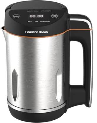 Hamilton Beach Soup Maker Plus, Intelligent Control, 1.6L, 3 in 1, One-Touch Angled Digital Display & Timer, Overspill Sensor, Makes 4 Portions, Carry Handle, 1000W - HBSM003J, Silver