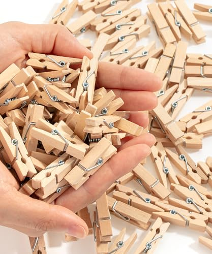 Mr. Pen - Mini mollette in legno, 132 pezzi, 3,6 cm, per appendere vestiti e foto, in legno naturale