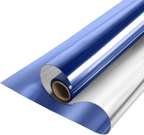 ZESLIV Film miroir pour fenêtre - Réflexion de la chaleur - Autocollant - Degré de chaleur - Contrôle intérieur et extérieur - Anti-UV - Intimité - Teinte lisse - 70 cm x 200 cm - Bleu foncé