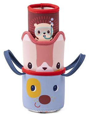 Lilliputiens - 3 Gobelets de Bain - Gobelets de Bain Empilables – Jeu d’Eveil Sensoriel pour Tout-Petits - Jouet Amusant pour Baignoire & Piscine - en Néoprène - Dès 6 Mois - 83584