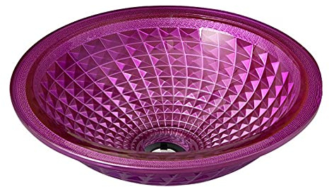 JIPOFAN Badezimmer-Waschbecken, Glas-Waschbecken, Aufsatz-Waschbecken, rundes Waschbecken, 12 mm Dickes, gehärtetes Kristall-Badezimmer-Waschbecken mit Abfluss-Kombination
