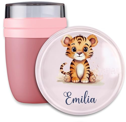 Lunchpot Kinder Müslibecher to go Joghurtbecher für Mepal Ellipse - Einschulung Geschenk süßer Tiger mit Name Geschenk Schulkind Tigerbaby Geschenke Kitastart I Schulanfänger I Schulbeginn I