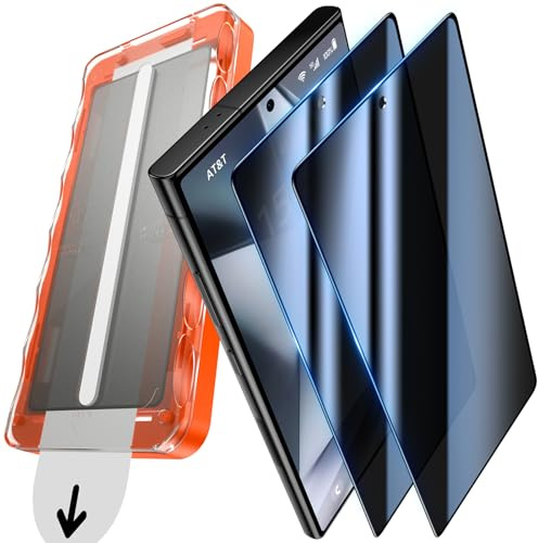 UniqueMe per S24 Ultra Pellicola Protettiva Privacy - 2 Pezzi Vetro Temperato Privacy per Samsung Galaxy S24 Ultra Vetrino, Anti-Spia, Rimozione Automatica Della Polvere, Installazione Facile e Veloce