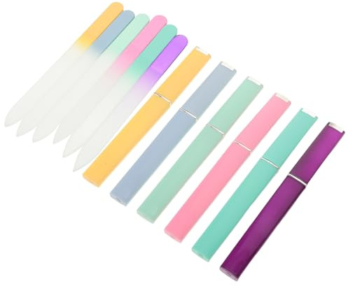 Gogogmee 6 St Glasnagelfilar med Gradientfärg och Resefodral Professionella Manikyrverktyg för Nagelvård Bärbar och Ergonomisk Design Julklapp för Kvinnor och Vuxna