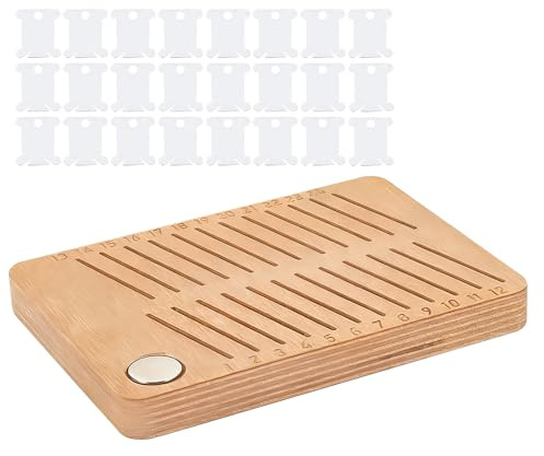 Scatola portaoggetti per ricamo | 24 scomparti porta bobine, in legno, per filo da ricamo, per lavori manuali, bobine di filo