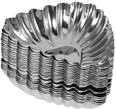 FIXOSHEE Stampi per Crostate in Acciaio Inox 20 Pezzi, Formine per Muffin Riutilizzabili, Stampi per Crostatine All'uovo Cottura Uniforme, per Dolci Fatti in Casa e Dessert Creativi