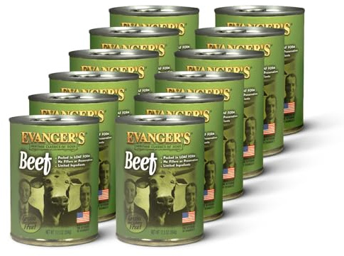 Evanger's Heritage Classic Beef Dog Food – 12 Count, 12.5 oz Each – Grain & Gluten Free, Single-Source Protein – Kosher Qualified & Endorsed by Chicago Rabbinical Council